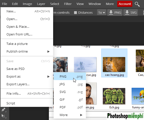 Hướng dẫn đổi đuôi ảnh bằng Photoshop online - Photoshop miễn phí
