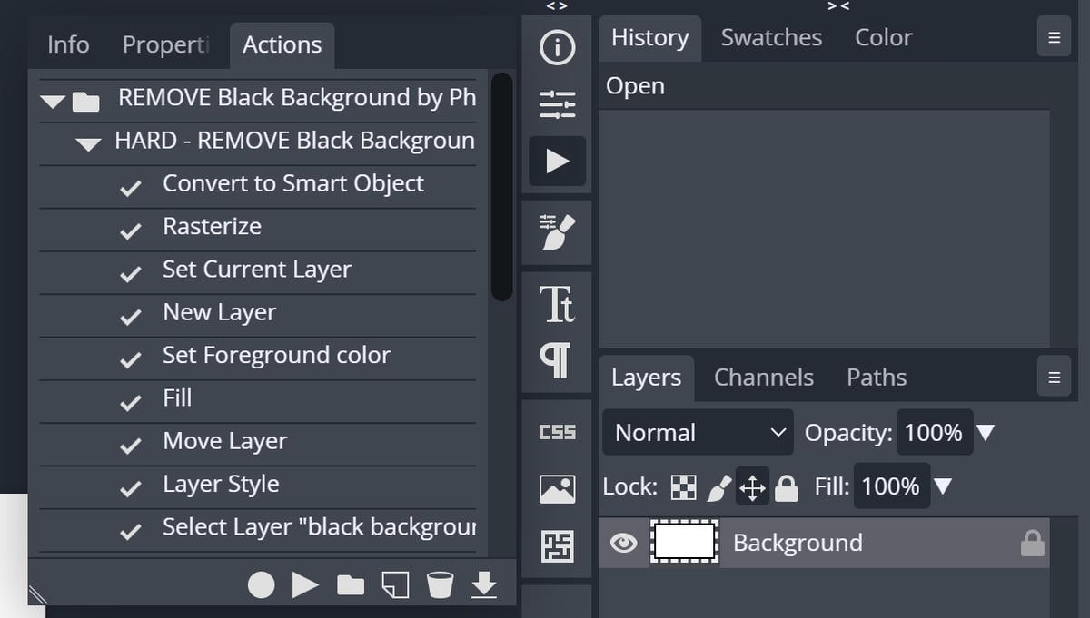 File Actions trong Photoshop online