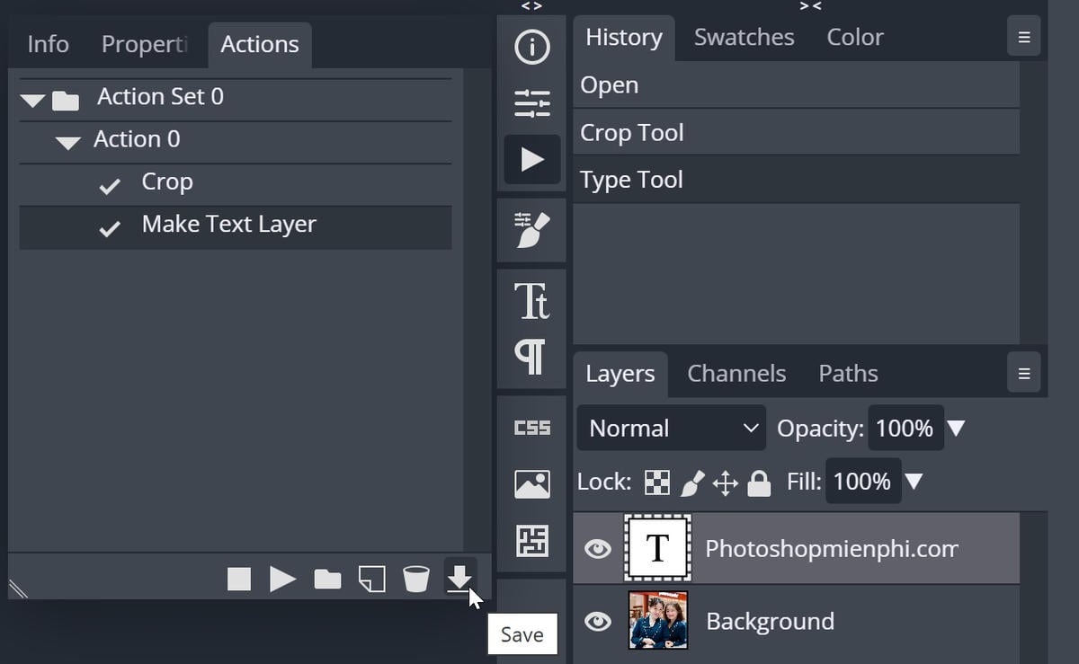 Actions trong Photoshop online