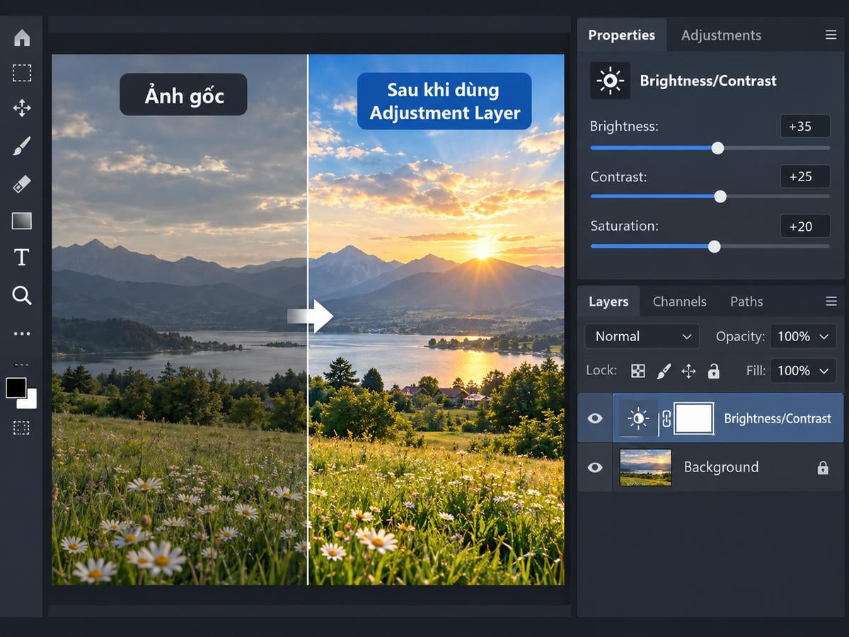 Adjustment Layer trong Photoshop online
