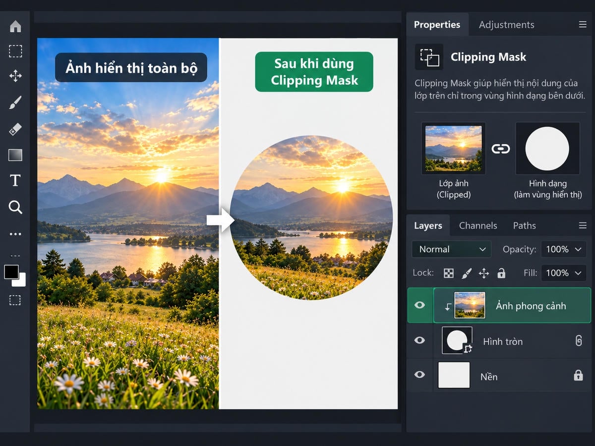 Clipping Mask trong Photoshop online