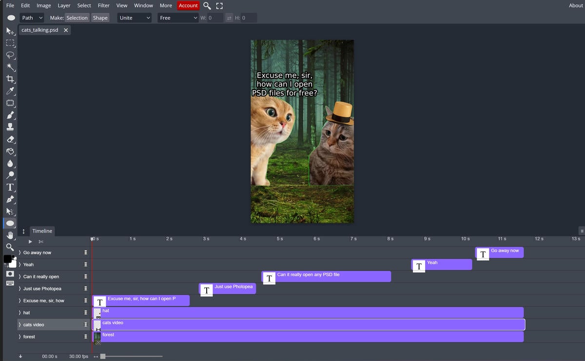 Giao diện chỉnh sửa video trong Photoshop online