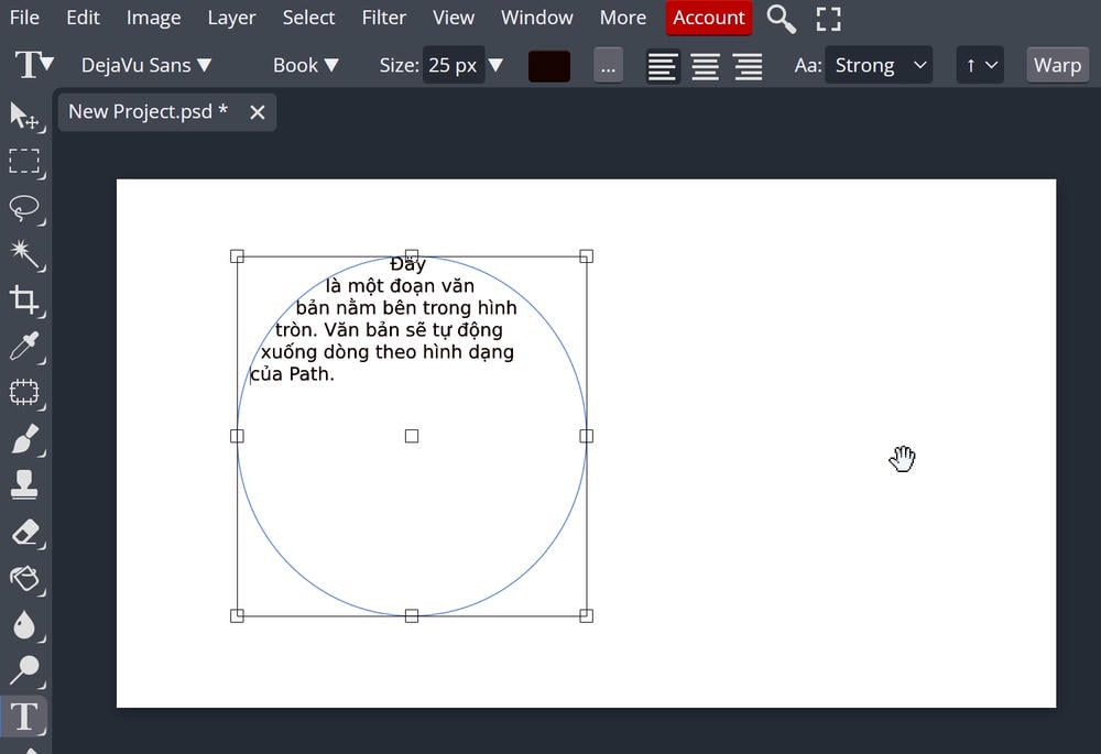 Tạo chữ bên trong một Path trong Photoshop online