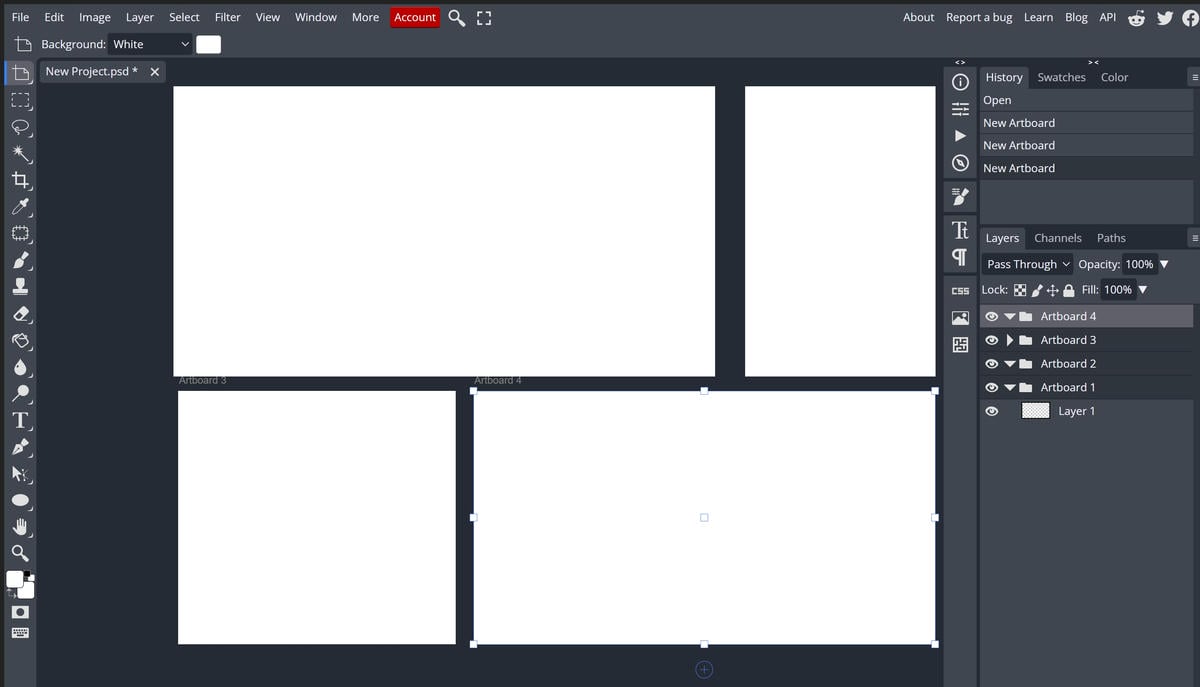 Artboard trong Photoshop online là gì?